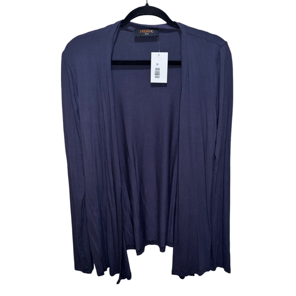 Renee C. Women’s Open Front Jersey Cardigan - Slate Blue L